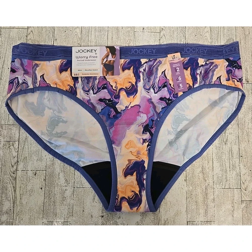 Jockey Period Underwear Bikini 4XL Mod Absorbency Microfiber Stretch Worry Free